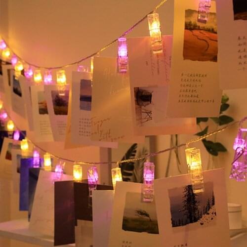 DIY Clothespin Garland Card Photo Clip Led String Lights Battery light Christmas Wedding Valentines Day Decoration 10/20/40leds