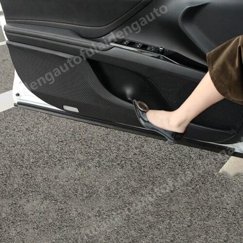 For Toyota Camry 2018-2020 Carbon fiber PU Door Anti Kick Pad Protective Trim Cover car styling accessories