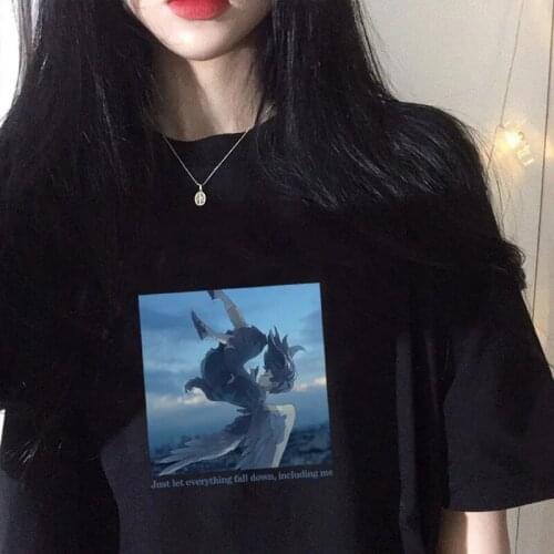 Women cotton Anime cartoon print kawaii Harajuku fashion hip-hop streetwear crew neck T-shirt Gothic Vintage Women T-shirt