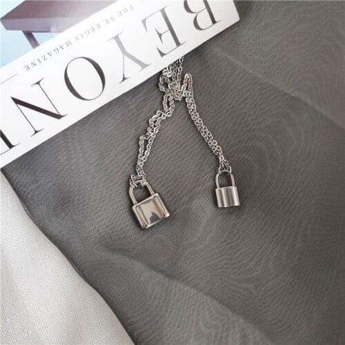 Simple Padlock Stainless Steel Pendant Necklace For Women Special Lock Link Chain Gifts for Friends Couple Jewelry 1pcs