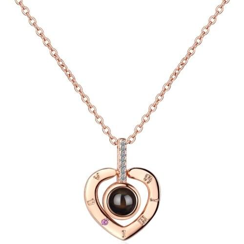 925 Sterling Silver Zircon Love Heart Shaped Projection Meaningful Necklaces For Women Letter Jewelry Gift S-N407