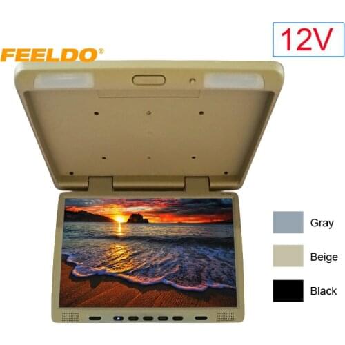 FEELDO DC12V Truck Bus 17" TFT LCD Roof Mounted Monitor Flip Down Monitor For Car DVD Player with IR Transmitter 3-Color #FD1294