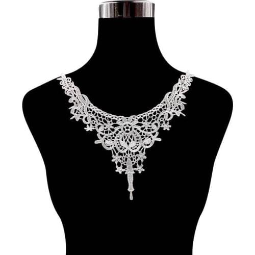 1Pcs 24cmX24cm Neckline Lace Fabric Black White Sewing On DIY Womens Clothing Fashion Accessories Handmade Applique