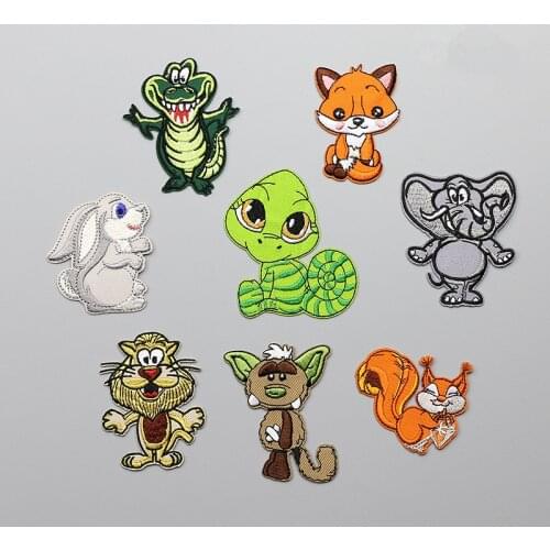 1PCS Embroidery Squirrel Fox Patch Iron on Patches for Clothing DIY Stripes Clothes Planet Stickers Universe Applique