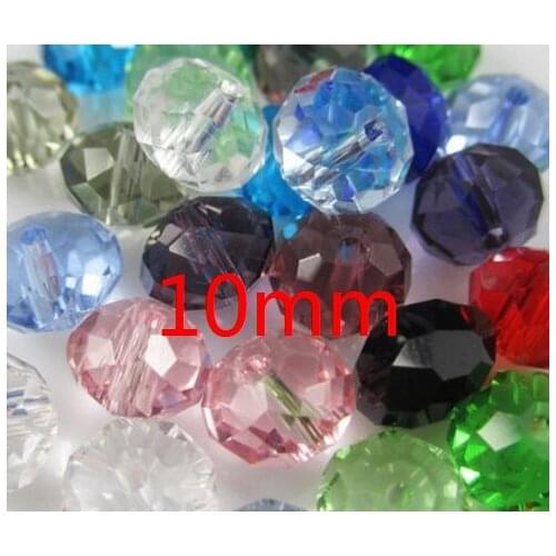10mm 100pcs/lot black white h356 multicolor Mixed Crystal Glass Faceted Rondelle Beads loose spacer bead Colored DIY Jewelry