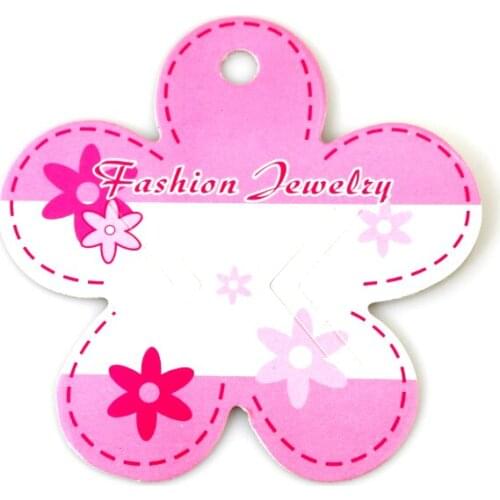 100pcs/lot Pink Flower Shape Hairpin Display Packaging Cards 7.7x7.7cm Cute Fashion Jewelry Handmade Hair Clip Cheap Price Tags