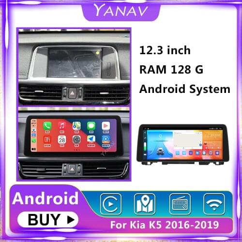 12.3 Inch 128G For KIA K5 2016-2019 Auto Android 10.0 Radio Stereo Multimedia Player GPS Navigation tape recorder Head Unit