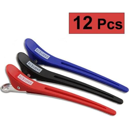 12Pcs Non-Slip Duckbill Clips Plastic Metal Duck Teeth Bows Hair Clips Hairdressing Hair Grip Crocodile Hairpins(Random Color)