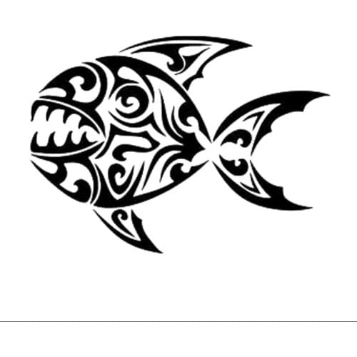 18.5cm*13.5cm Tribal Fish Mon ster Fashion Stickers Decals Vinyl Car-Styling Black/Silver N1158