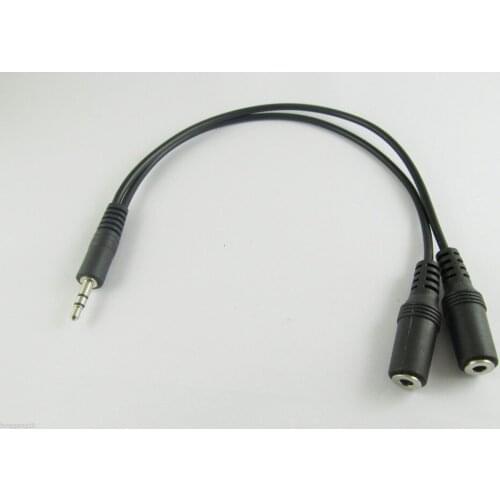 5pcs 3.5mm 1/8" Stereo Male to 2x Female Audio Headphone Y Splitter Adapter Cable 28cm