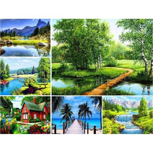 5D DIY Diamond Painting Full Square Scenery Scenic Diamond Embroidery Nature Picture of Rhinestones Decor Gift Diamond Mosaic