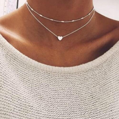 Todorova Bohemia Multilayer Tassel Love Heart Charm Chokers Necklaces For Women Vintage Gold Silver Color Chokers Collar