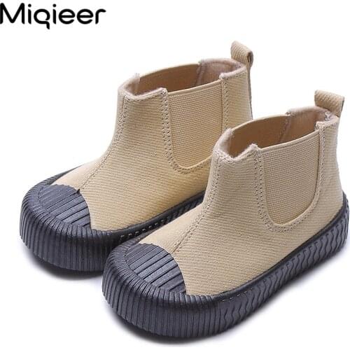 Spring Autumn Children Chelsea Short Boots Fashion Korean Canvas Kids Casual Shoes Baby Girls Soft Bottom Anti-Slip Martin Boots