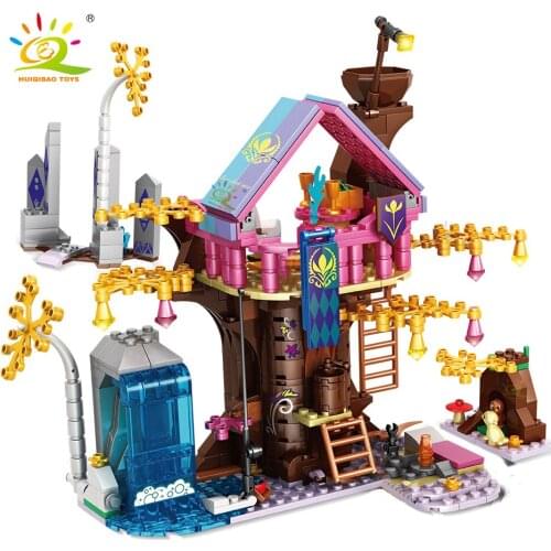 HUIQIBAO 526pcs Girl Series Tree House Building Blocks Friends Princess Home City Architecture Bricks Set Toys for Children Gift