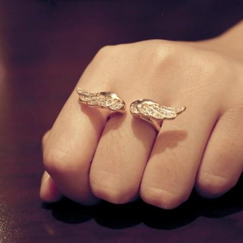 Alloy Angel Wings Inlaid Rhinestone Rings Fashion Womens Jewelry Womens Party Jewelry Gifts