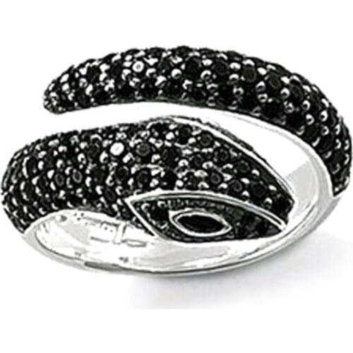 Ring For Women Silver Black CZ Pave Openable Snake Rings Fit Thomas Style Ring Jewelry Open Mouth Snake Ring Men Anillos Mujer