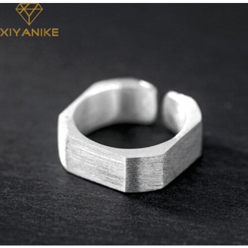 XIYANIKE 925 Sterling Silver Irregular Geometric Square Element Circle Ring Female Trendy Fashion Simple Jewelry Gifts Wholesale