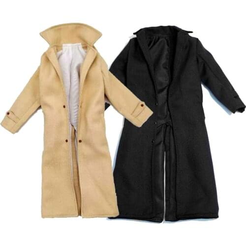 Collection 1/6 Scale Mens Fashion Jacket Coat Wire Trench Windbreaker Black Khaki Color for 12in Action Figure Toy