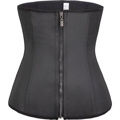 Zipper Hooks Latex Waist Trainer For Women Corset Belt Black Waist Cincher Body Shaper Waist Slimming Modeling Strap Latex Belt