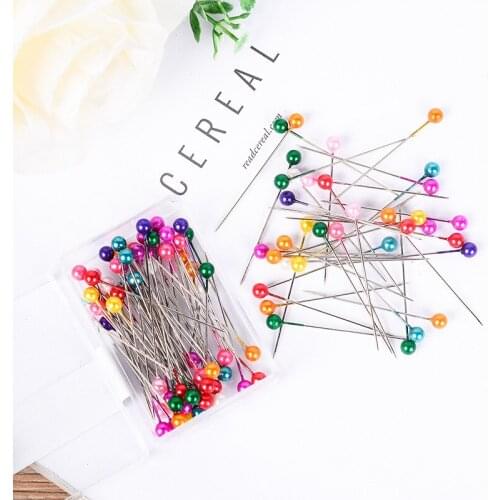 Colorful Round Pearl Head Pins Dressmaking Fixed Needle Weddings Corsage Florists Sewing Pin with Box Accessories DIY Tools