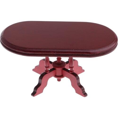 Dolls House Kitchen Furniture Rosewood Dining Room Table Chairs Set 1/12 Scaled Model