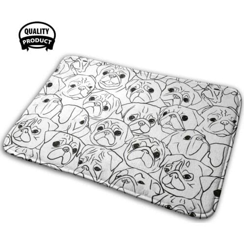 Pugs Line Drawing Pattern 3D Soft Non-Slip Mat Rug Carpet Cushion Pug Pugs Dogs Dog Pug Pug Pattern Pug Line Drawing Pug Pug