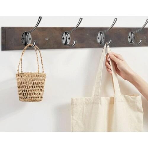 Wall-mounted coat hook storage hook space aluminum living room bathroom hook simple heavy-duty double hook to save space