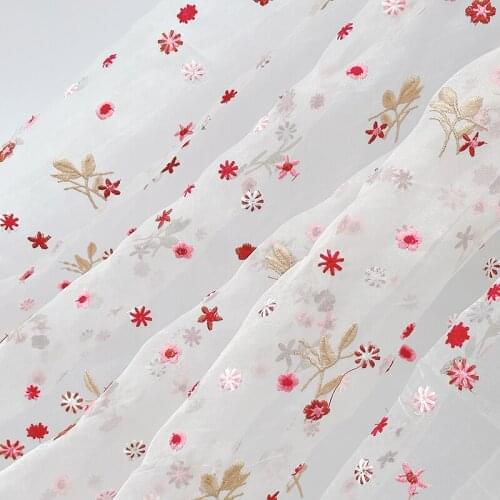 Organza soft gauze embroidery lace fabric floral embroidery mesh fabric DIY handmade clothing sewing cloth