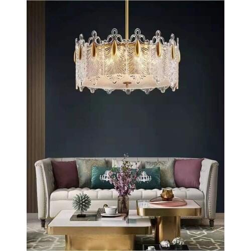 2020 New All Copper Light Luxury Crystal Living Room Chandelier Use For Bedroom Light Villa LED E27 Glass Chandeliers AC85-265v