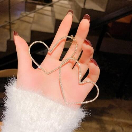 2020 New Womens Earrings Fashion Heart Rhinestone Earrings For Women Girl Accessories brides Wedding Party Jewelry Wholesale