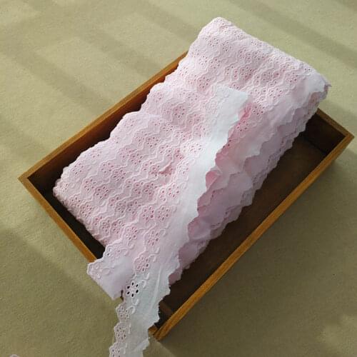 One Meter Hollow Out Floral Embroidered Light Pink Cotton Lace Ribbon DIY Handmade Crafts Home Textile Curtain Decoration Lace