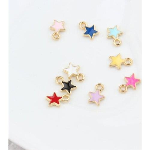 Wholesales 10 Pieces/lot High Quality Fashion Candy Colors Stars Charms for Jewelry Necklace Keychains Earrings Accessory