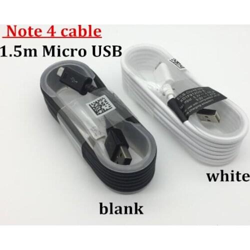 Original 1.5m Micro USB Data Sync Cable Fast Charging Cord for Samsung Galaxy S6 s7edge Note 4 5 S4 S3 Black White in Opp Bag