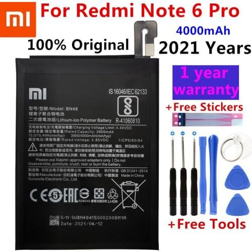 Original Phone Battery for Redmi Note 6 Pro Battery Xiaomi redmi Note 6 Pro BN48 Batteries Red rice Note6 Pro bateria Battery