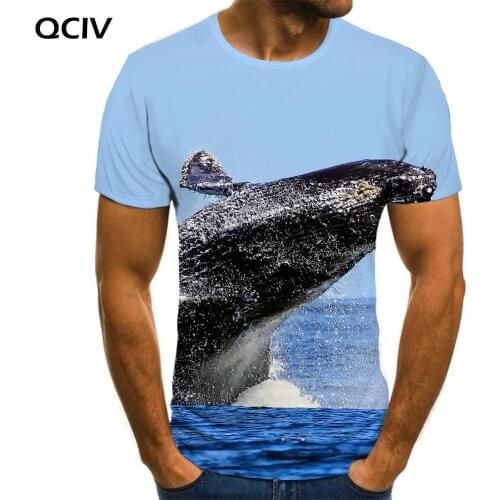 QCIV Brand Ocean T-shirt Men Animal Tshirts Casual Ferocious T-shirts 3d Art Anime Clothes Short Sleeve Hip hop New Slim Tops