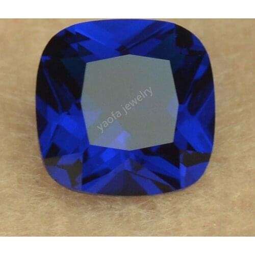 Sale 4x4~12x12mm 113# Spinel Deep Blue Color Glass Beads Synthetic Gems Square Cushion Shape Princess Cut Loose Glass Stone