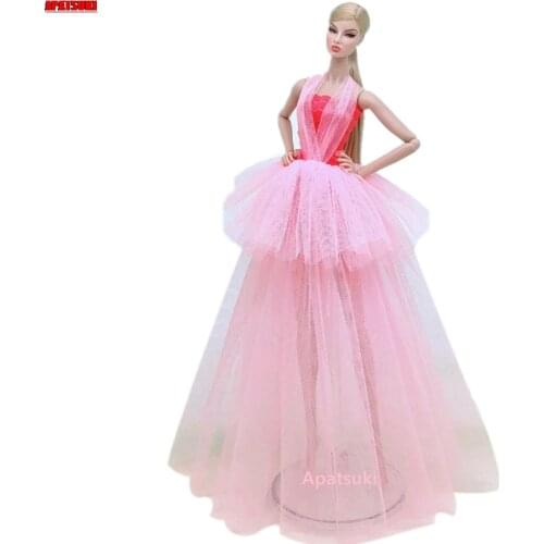 Pink Patchwork Multi-layer Wedding Dresses For Barbie Doll Clothes Fashion Doll Outfits Dress 1/6 BJD Dolls Accessories Kid Toys