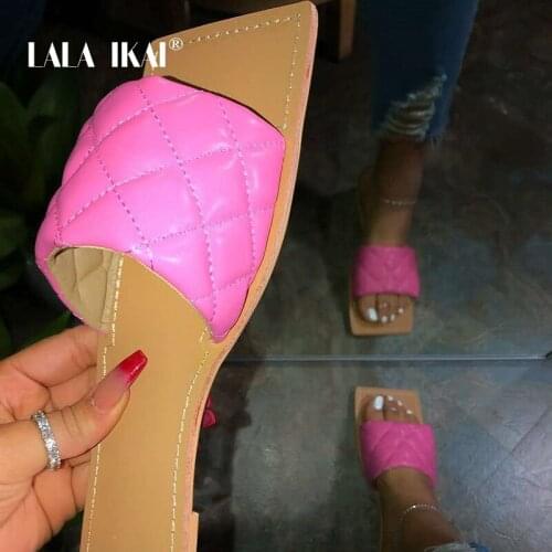 LALA IKAI Women Summer 2020 Soft PU Slippers Non-slip Outdoor Flip Flops Casual Ladies Female Beach Slipper Plus Size XWA30546-5