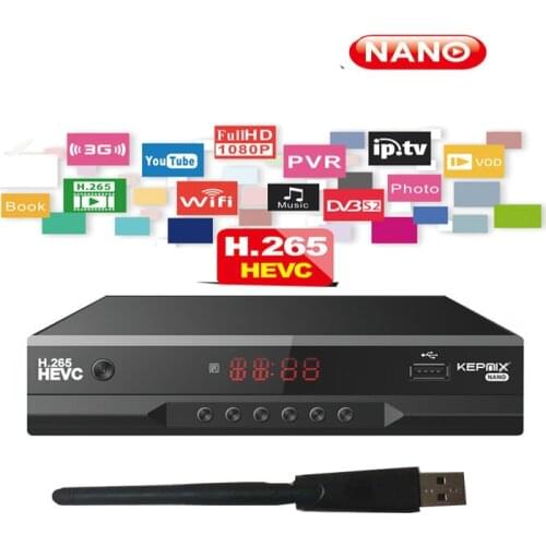 Hevc Satellite Receiver Kepnix nano h.265 sunplus Support m3u PowerVu auto roll with wifi adapter Biss key digital tv receiver
