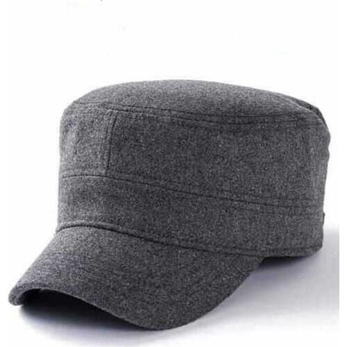 Old Man Winter full closed felt peaked cap male outdoors fitted flat army hats men big size wool baseball caps 56-59cm 59-66cm