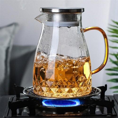 1000ML Glass Water Pitcher Heat Resistant Water Jug And Glass Set Square Kettle Boiling For Tea Fruit Juice Home
