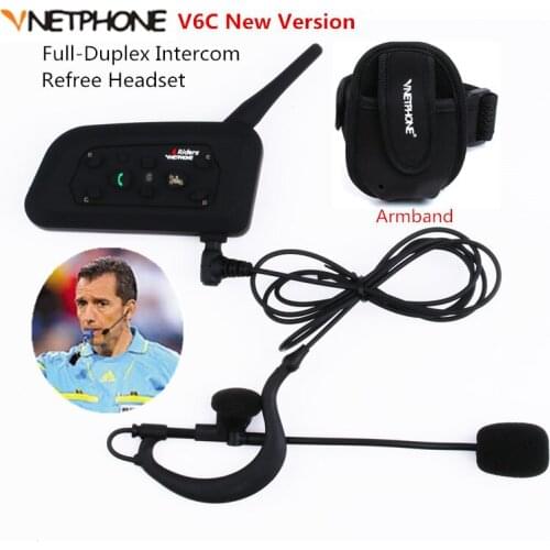 Vnetphone V6C 1200M Intercom Full Duplex Two-way Football Referee Coach Judger Arbitration Earhook Earphone