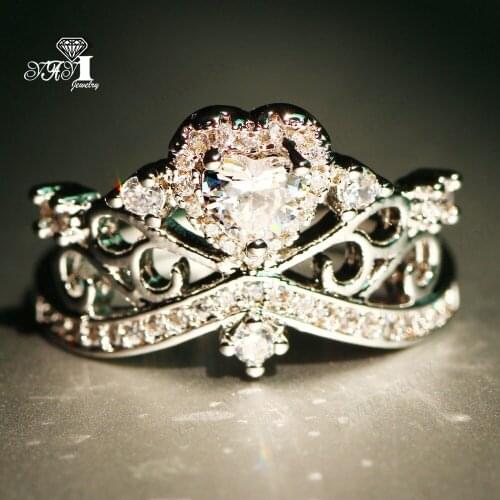 YaYI Jewelry Fashion Princess Cut Prong Setting White Cubic Zirconia Silver Color Engagement Wedding Party Leaves Gift Rings