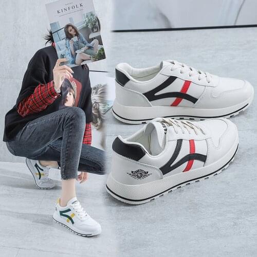 2021 Women On Sneakers White Breathable Tennis Sport Sneakers Genuine Leather LightWeight Walking Shoes Flats shoes Casual Slip