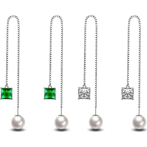 Bluelans Women Silver Plated Thin Chain String Dangle Long Line Liner Threader Earrings