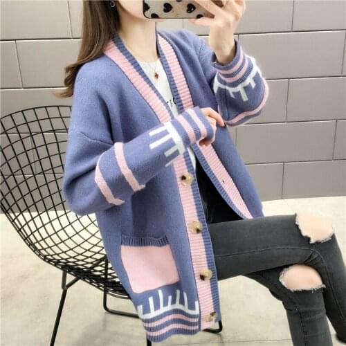 2020 Women winter Long Sleeve Cardigan Sweater Loose Knitted Sweater Coat Women Plus Size Thick Long Sweater