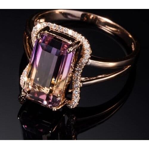 MENGYI Vintage Luxury Inlaid Color Rectangle Zircon 9 2 5 Ring Womens High Quality Rose Gold Wedding Ring Party Jewelry