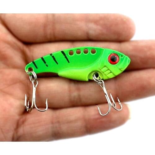 1PCS fishing metal vib bait trolling spoon jig fishing bait boat fishing 5.5CM 11G 8# hook hard bait lure vib metal blade lure