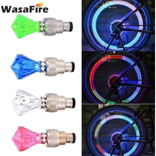2Pcs/lot Diamond Bicycle Wheel Spokes LED Light Safety Warning Bike Wheel Tire Valve Stem Cap Lamp Built-in 3*AG10 Battery