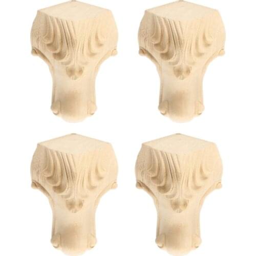 4PCS Wooden Furniture Legs Solid Wood Carved Sofa/Chair/Table/Wardrobe/Loveseat Feet for Home Decor Furniture Legs 5X10cm